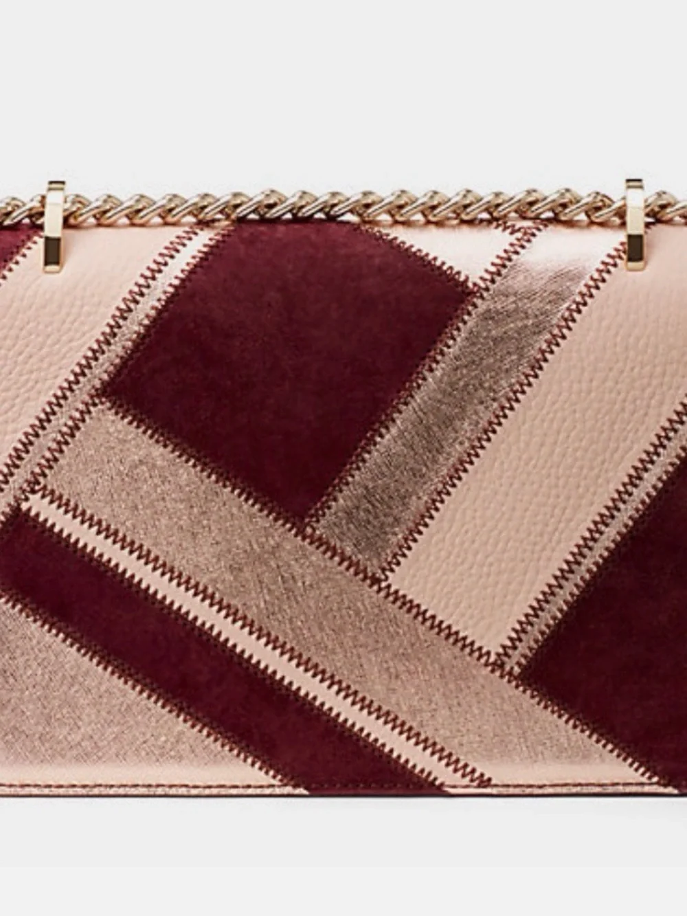 kate spade Burgundy and Rose Gold Heart Chain Shoulder Bag 
